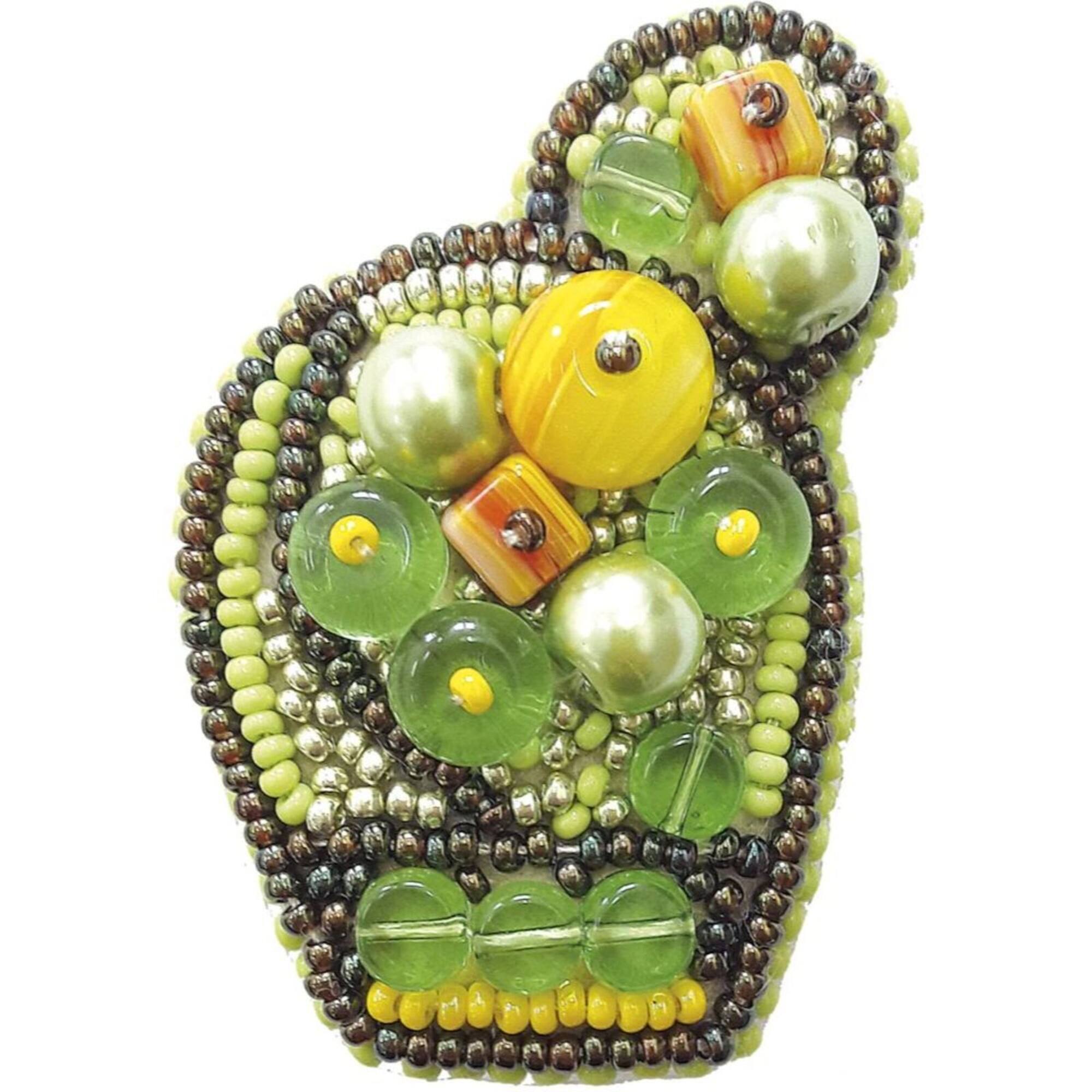 Crystal ArtBeadwork Kit For Creating Brooch Bright Cactus